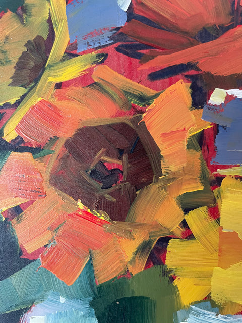 Buttoning - Vase of Dahlias